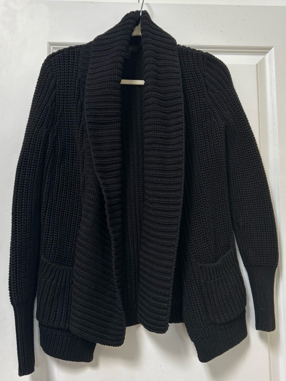 J. Crew Black Shawl Collar Chunky Knit Cardigan